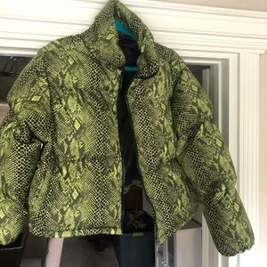 Prettylittlethings snake skin green jacket